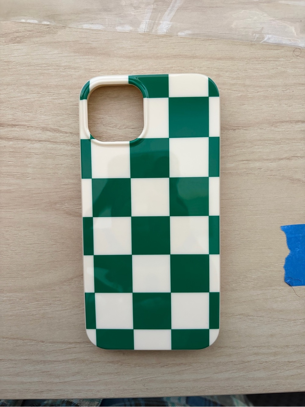 IPhone 13 green checkered phone case